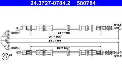 Parkeringsbromskablar - Vajer, parkeringsbroms ATE 24.3727-0784.2