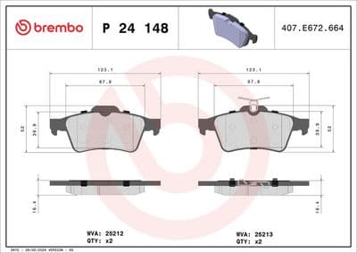 Bromsbelägg - Bromsbeläggssats, skivbroms BREMBO P 24 148