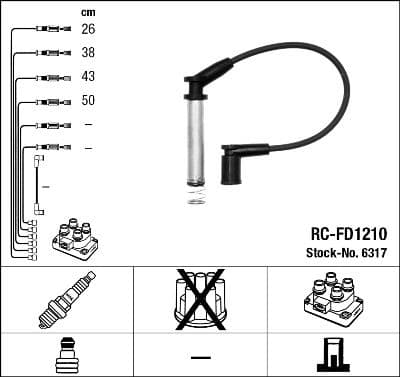 Tändkabel - Tändkabelsats NGK 6317