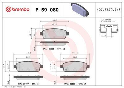 Bromsbelägg - Bromsbeläggssats, skivbroms BREMBO P 59 080