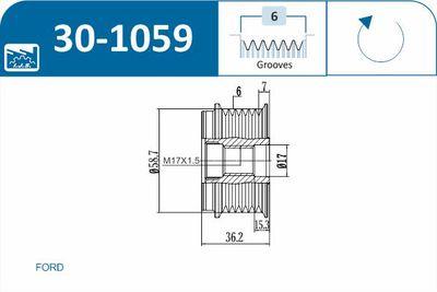 Frikopplingsnav - Frihjulskoppling, generator IJS GROUP 30-1059