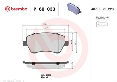 Bromsbelägg - Bromsbeläggssats, skivbroms BREMBO P 68 033