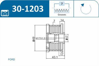 Frikopplingsnav - Frihjulskoppling, generator IJS GROUP 30-1203