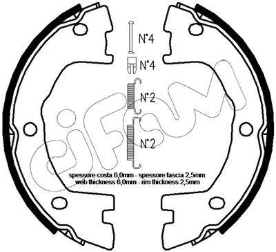 Handbroms delar - Bromsbackar, sats, parkeringsbroms CIFAM 153-097K