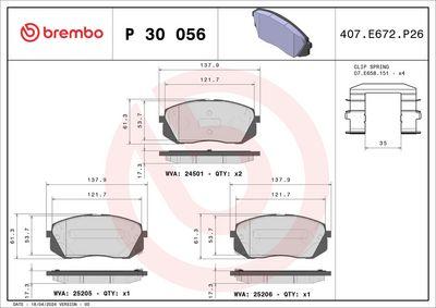 Bromsbelägg - Bromsbeläggssats, skivbroms BREMBO P 30 056