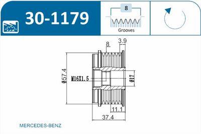 Frikopplingsnav - Frihjulskoppling, generator IJS GROUP 30-1179