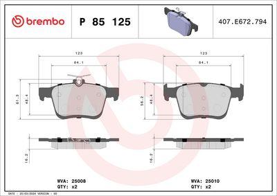 Bromsbelägg - Bromsbeläggssats, skivbroms BREMBO P 85 125