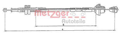 Spjällkabel - Gasvajer METZGER 10.0153