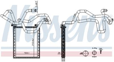 Värmeväxlare - Värmeväxlare, kupévärmare NISSENS 707305