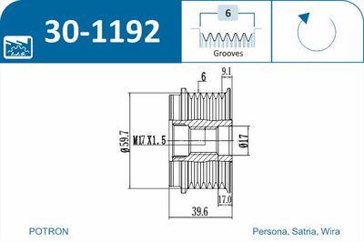 Frikopplingsnav - Frihjulskoppling, generator IJS GROUP 30-1192