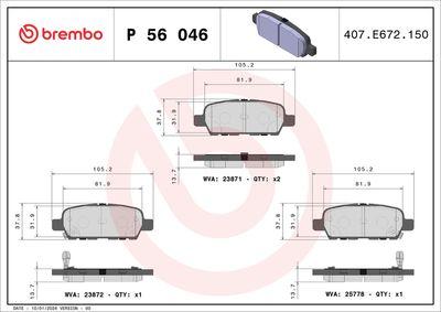 Bromsbelägg - Bromsbeläggssats, skivbroms BREMBO P 56 046